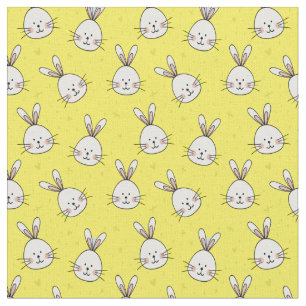 Cute Bunnies Mönster på Gult Unisex Child Tyg