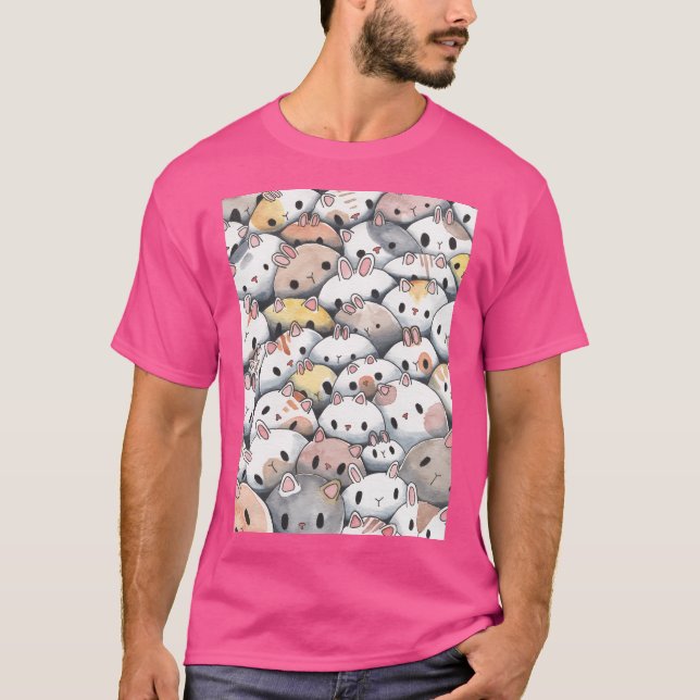 Cute Bunnies och Cats T Shirt (Framsida)