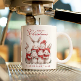 Cute bunnies och Custom Name God jul Kaffemugg