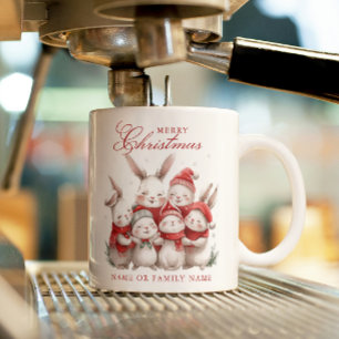 Cute bunnies och Custom Name God jul Kaffemugg