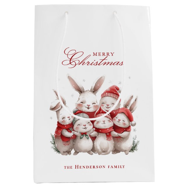 Cute bunnies och Custom Name God jul White (Framsidan)