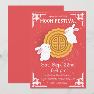 Cute Bunnies och Mooncoa Mid-Autumn Festival Inbjudningar