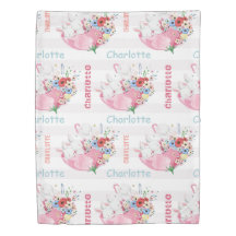 Cute Bunnies om Rosa Blommigt Parbrella Mönster Na