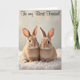 Cute Bunnies på en fåskefågeldag Kort