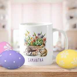 Cute Bunnies Personlig Girl Påsk Kaffemugg