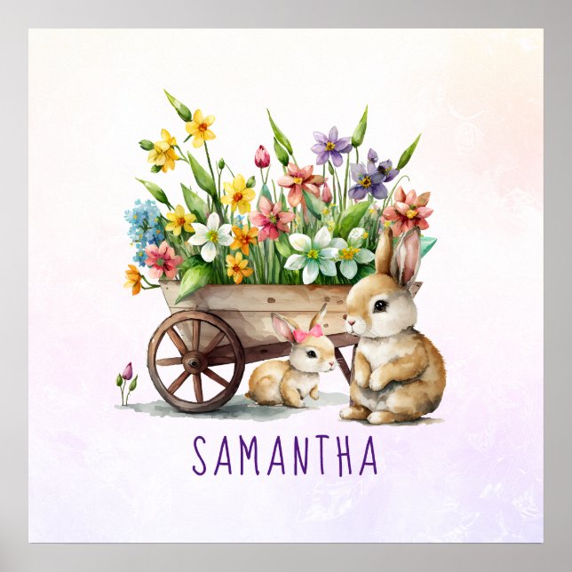 Cute Bunnies Personlig Girl Påsk Poster (Framsidan)