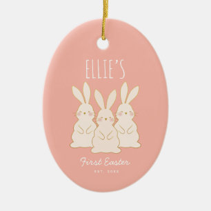 Cute Bunnies Personlig Påsk Julgransprydnad Keramik
