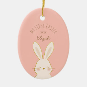 Cute Bunnies Personlig Påsk Julgransprydnad Keramik