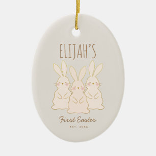 Cute Bunnies Personlig Påsk Julgransprydnad Keramik