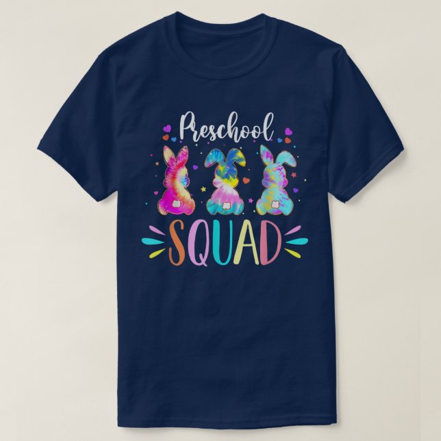 Cute Bunnies Preschool Teacher Squad Påsk Day Ti T Shirt (Design framsida)