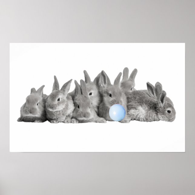 Cute Bunnies Rabbit Bubble Gum Nursery Child Poster (Framsidan)