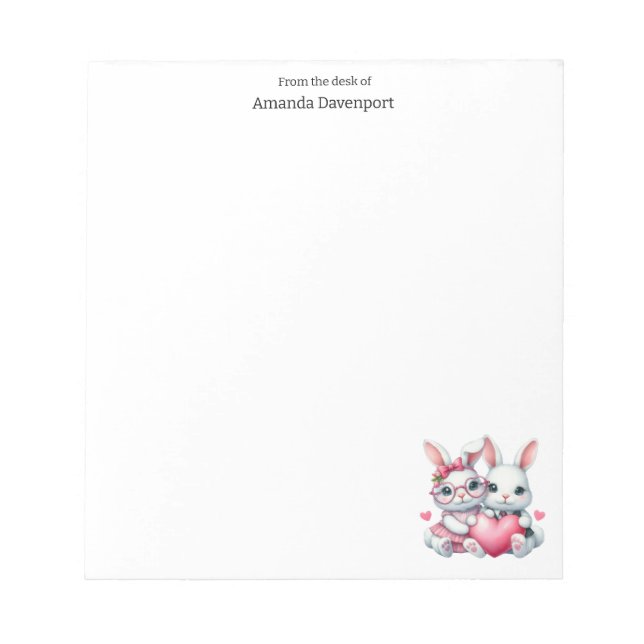 Cute Bunnies Sharing a Heart Anteckningsblock (Framsida)
