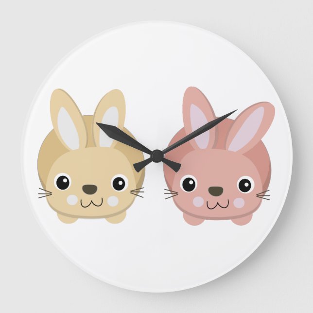 Cute Bunnies Stor Klocka (Framsida)