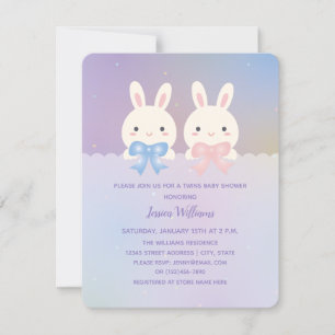 Cute Bunnies Twillingar Pojke och Baby Shower för Inbjudningar