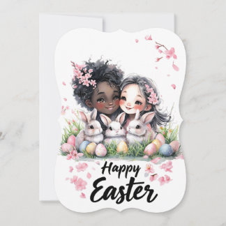 Cute Bunnies & Vänskap Art Påsk Card