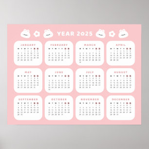 Cute Bunny 2025 Kalender Poster