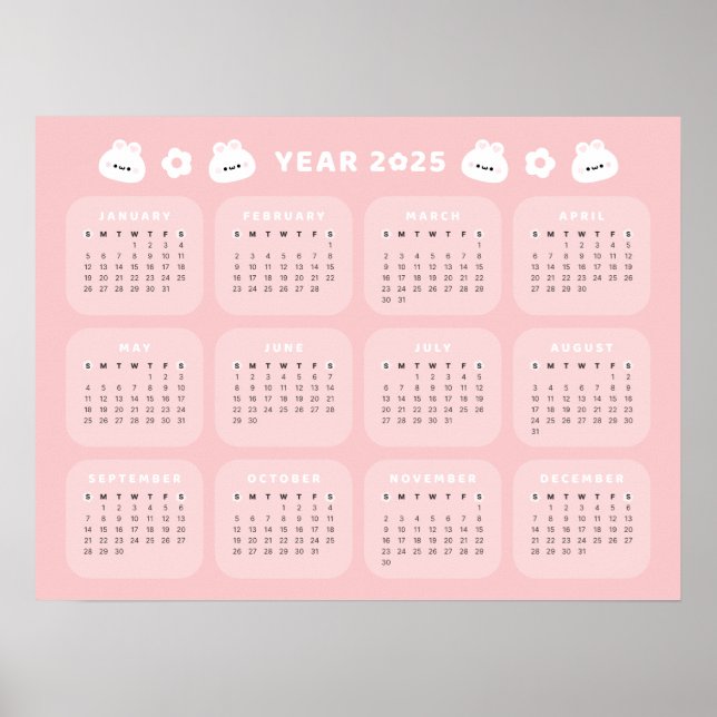 Cute Bunny 2025 Kalender Poster (Framsidan)