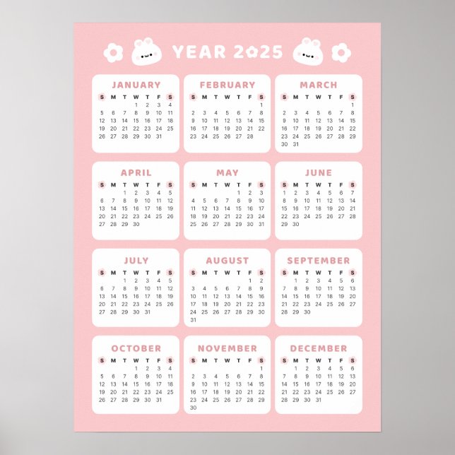 Cute Bunny 2025 Kalender Poster (Framsidan)