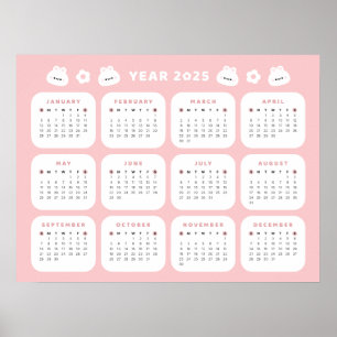 Cute Bunny 2025 Kalender Poster