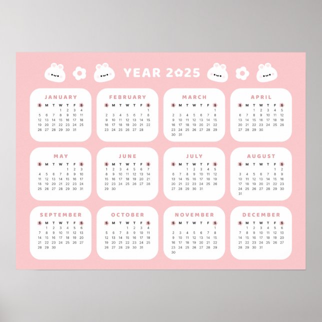 Cute Bunny 2025 Kalender Poster (Framsidan)