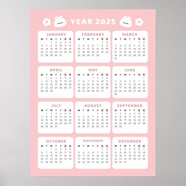 Cute Bunny 2025 Kalender Poster (Framsidan)