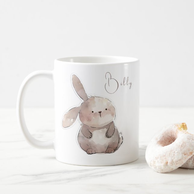 Cute Bunny 2, personlig Kaffemugg (Med munk)