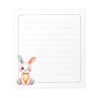 Cute Bunny 5.5 x 6 Rabbit Stationery Gift Lined Anteckningsblock