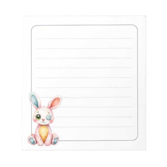 Cute Bunny 5.5 x 6 Rabbit Stationery Gift Lined Anteckningsblock (Framsida)