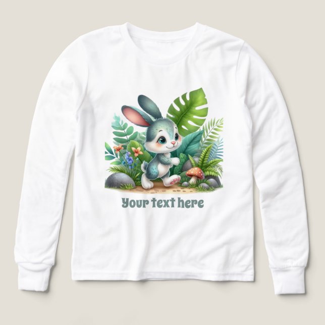 Cute Bunny älskare anpassade-flickor T Shirt (Design framsida)