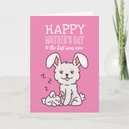 Cute Bunny Animal Tecknad Lycklig Mors dag Kort