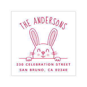 Cute Bunny Anpassningsbar Family Namn & Returadres Självfärgande Stämpel