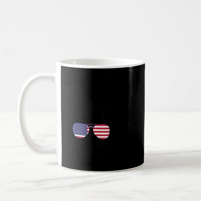 Cute Bunny Ansikte Amerikanska Flagga Glass Påsk D Kaffemugg (Vänster)