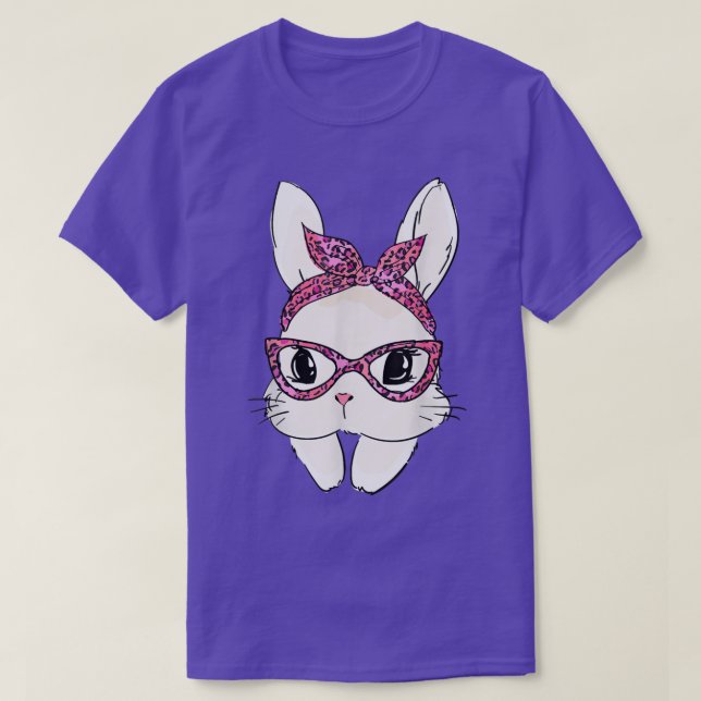 Cute Bunny Ansikte Headband Leopard Skriv ut glas  T Shirt (Design framsida)