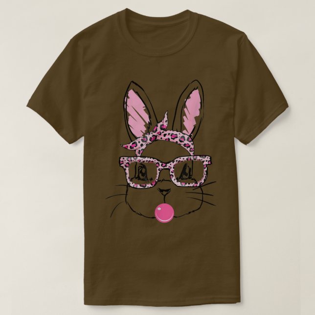 Cute Bunny Ansikte Leopard Glass Blow Bubble Lyckl T Shirt (Design framsida)