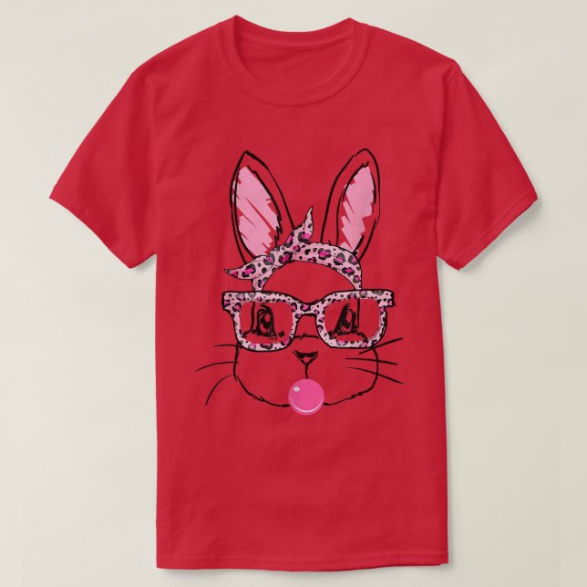 Cute Bunny Ansikte Leopard Glass Blow Bubble Lyckl T Shirt (Design framsida)