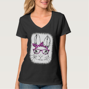 Cute Bunny Ansikte Leopard Glass Glad påsk Dag B T Shirt