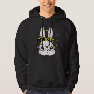 Cute Bunny Ansikte Leopard Glass Headband Lycklig Hoodie