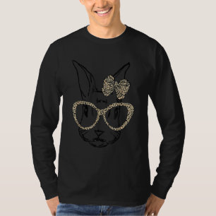 Cute Bunny Ansikte Leopard Glass Headband Lycklig T Shirt
