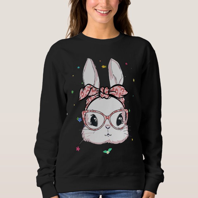Cute Bunny Ansikte Leopard Glass Headband Lycklig  T Shirt (Framsida)