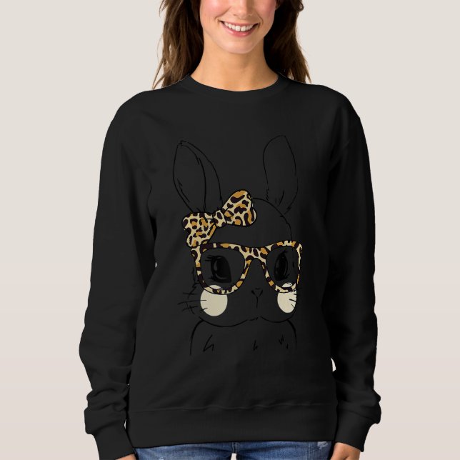 Cute Bunny Ansikte Leopard Glass Headband Lycklig  T Shirt (Framsida)