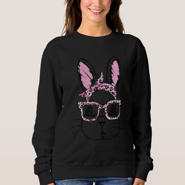 Cute Bunny Ansikte Leopard Glass Headband Lycklig  T Shirt (Framsida)