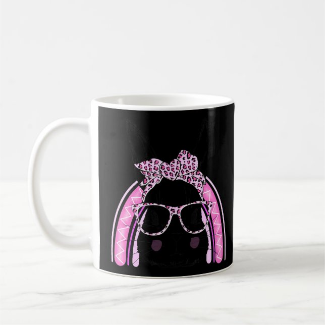 Cute Bunny Ansikte Leopard Rainbow Tie Påsk Day Gi Kaffemugg (Vänster)