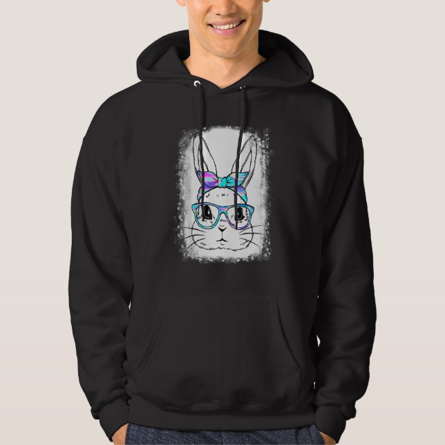 Cute Bunny Ansikte Leopard Skriv ut glas Påsk Wome Hoodie (Framsida)
