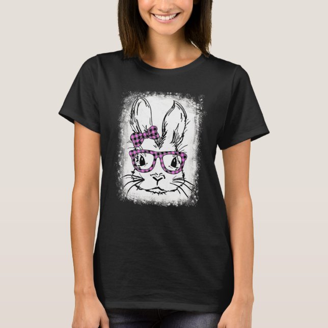 Cute Bunny Ansikte Leopard Skriv ut glas Påsk Wome T Shirt (Framsida)