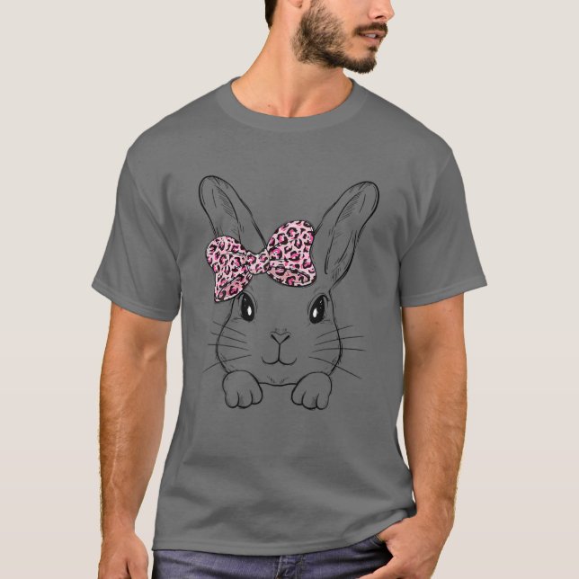 Cute Bunny Ansikte Leopard Skriv ut glasögon PÅSK  T Shirt (Framsida)