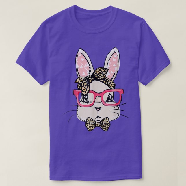 Cute Bunny Ansikte Leopard Skriv ut Påsk Day Girls T Shirt (Design framsida)