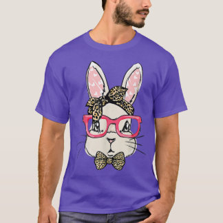 Cute Bunny Ansikte Leopard Skriv ut Påsk Day Girls T Shirt