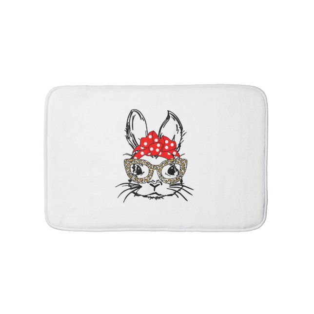 Cute Bunny Ansikte Leopard Skriv ut Red Bandana Ra Badrumsmatta (Framsidan)