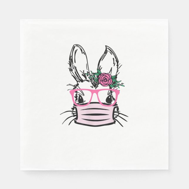 Cute Bunny Ansikte med Ansikte maskglaset Rabbit Ö Pappersservett (Framsidan)