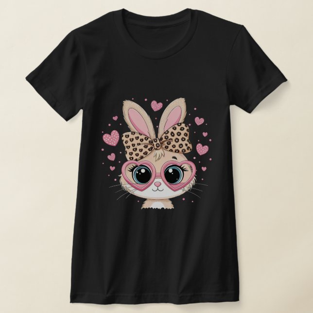 Cute Bunny Ansikte med Glass Påsk Tie Dye T Shirt (Laydown)